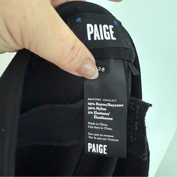 Paige black Los Feliz slim pants with leather trim - size 28 - Picture 8 of 8